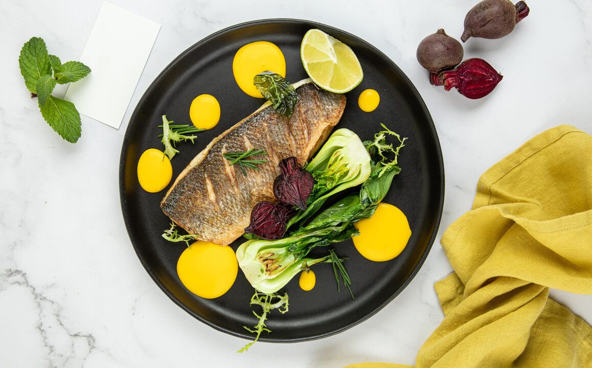 Sea bass fillet in the Mediterranean diet