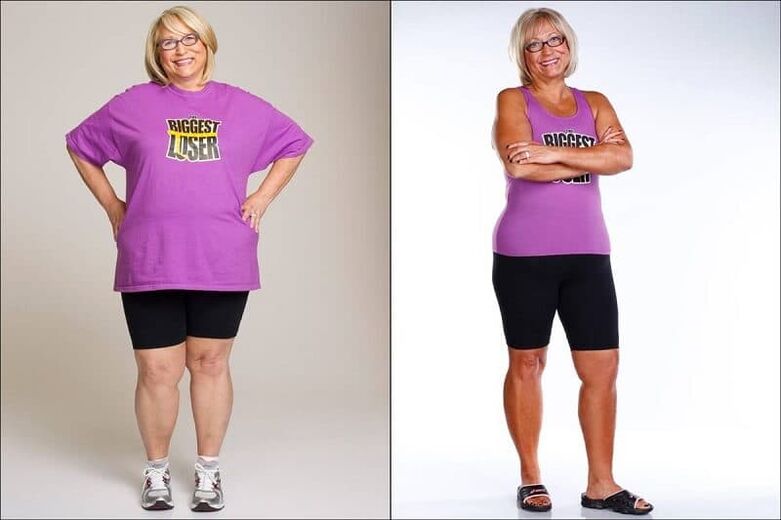 Women before and after weight